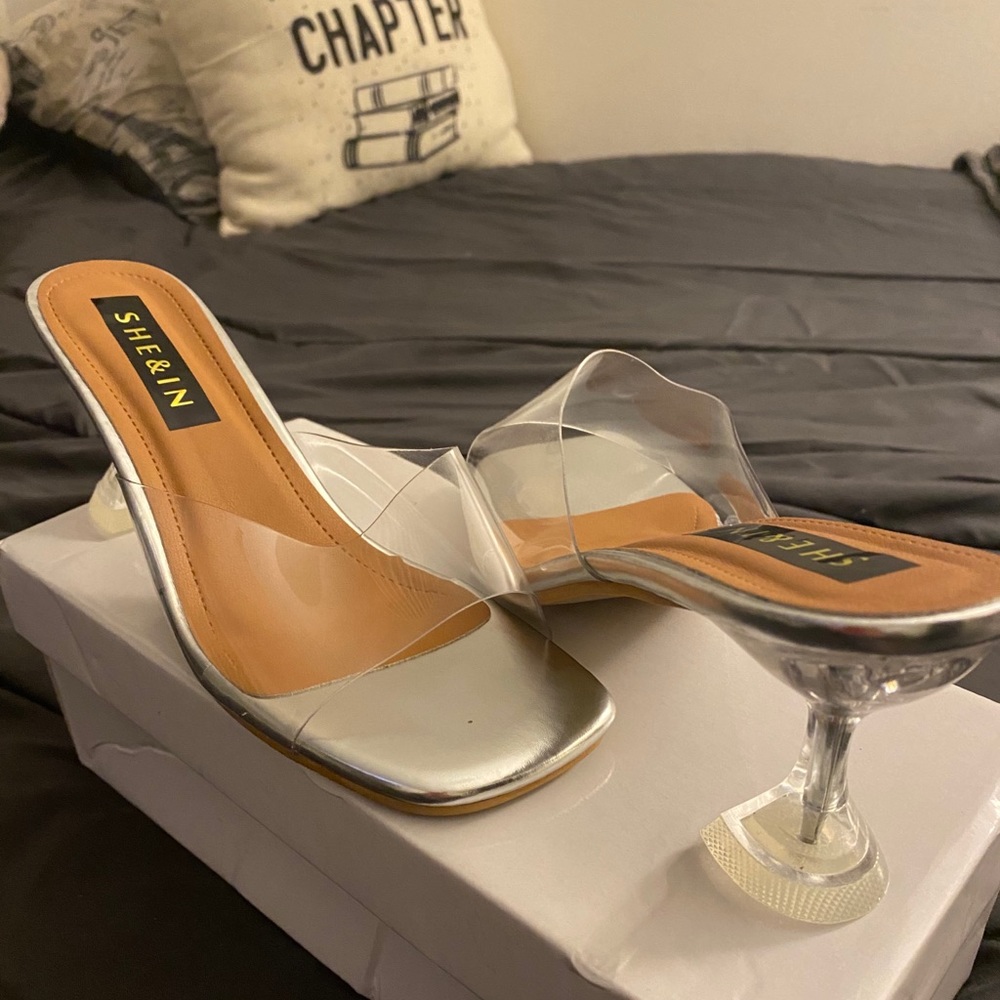 Open Toe Clear Heeled Mules/Heels